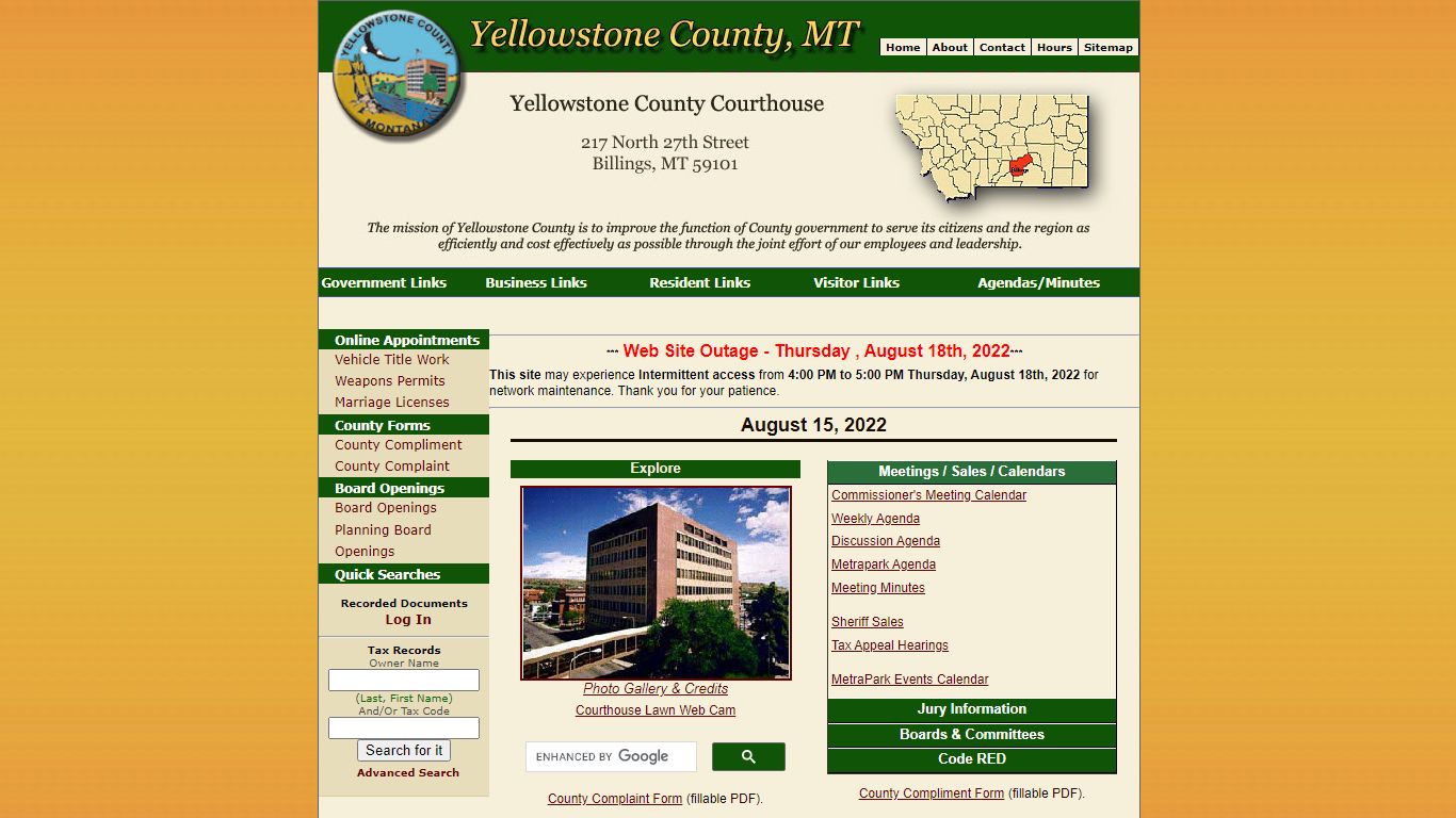 Yellowstone County Dentention Center Charge Listing